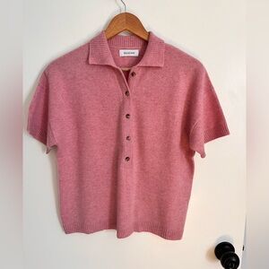 NAADAM Pink Short Sleeve Relaxed Polo Sweater Small